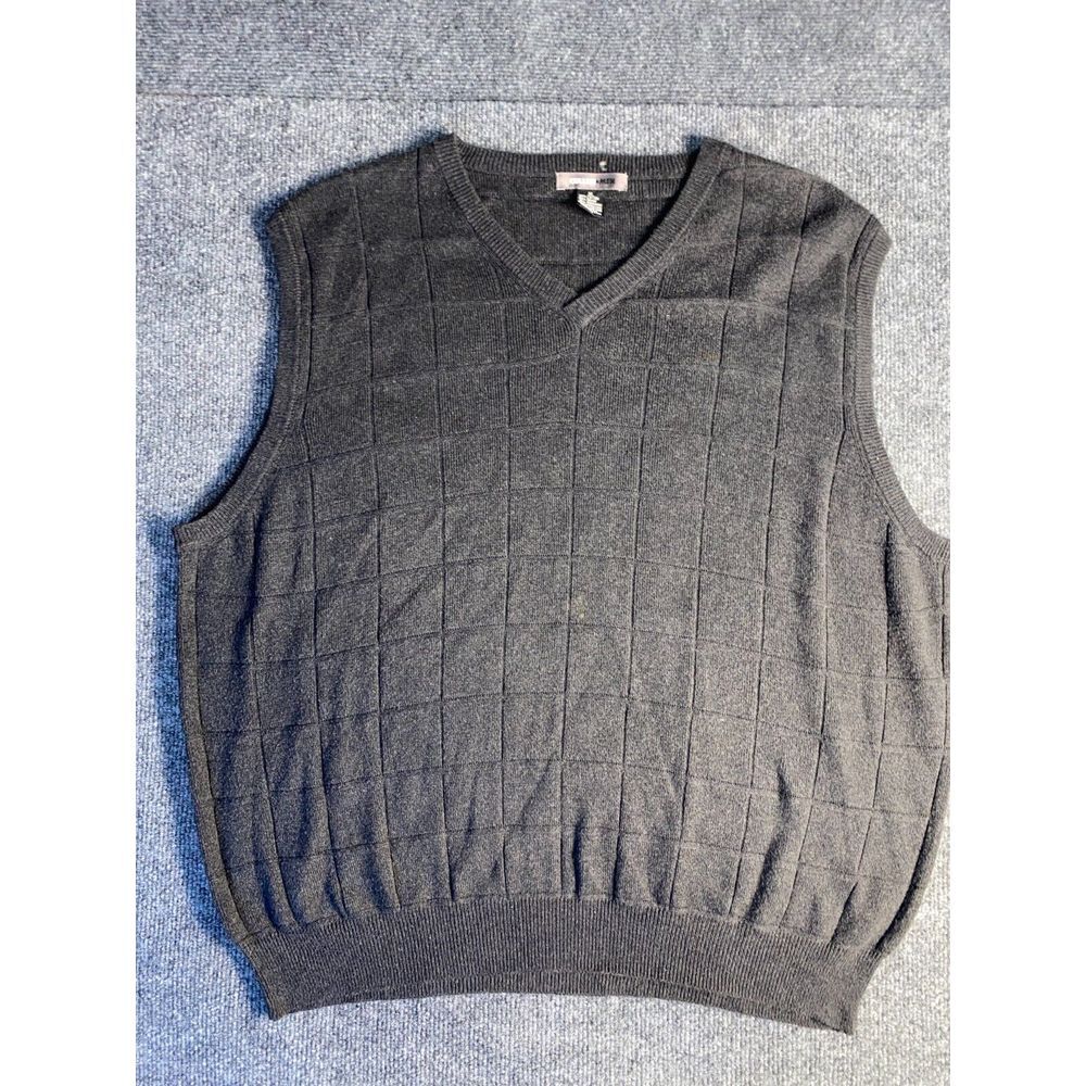 Cullen‎ Sweater Mens XL Gray Heather Knit Cotton Sleeveless V Neck Pullover